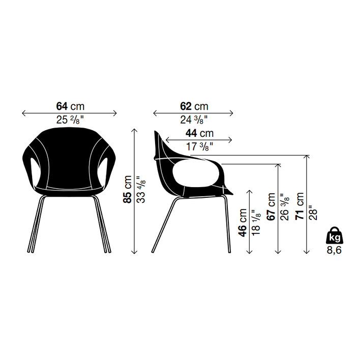 ELEPHANT Four Legs Chair - Hide Upholstered Seat