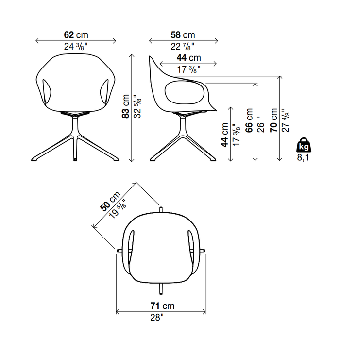 ELEPHANT Swivel Trestle Chair - Polyurethane Seat - MyConcept Hong Kong