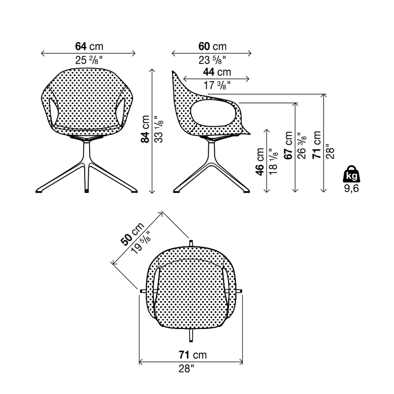 ELEPHANT Swivel Trestle Chair - Fabric Upholstered Seat - MyConcept Hong Kong