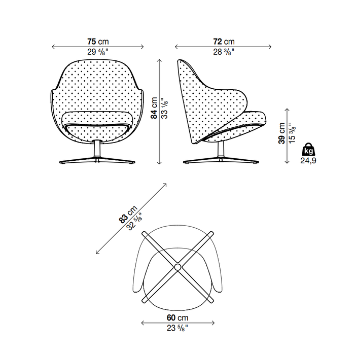 DUA Lounge Chair - Swivel trestle - MyConcept Hong Kong