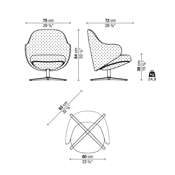 DUA Lounge Chair - Swivel trestle