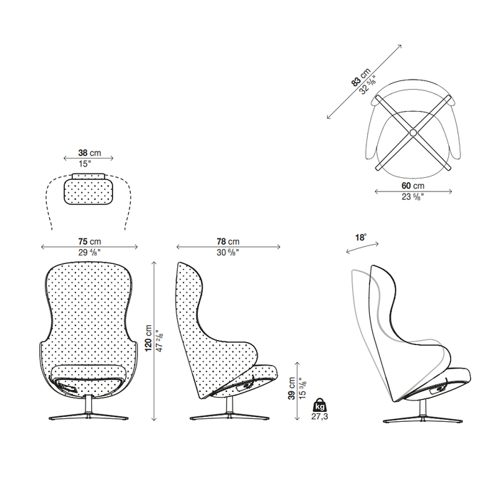 DUA Relax Swivel Trestle Lounge Chair