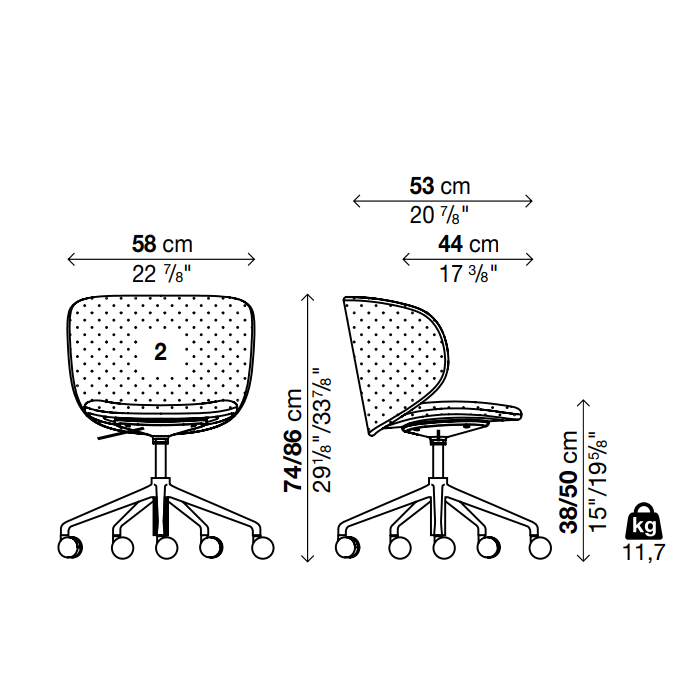 DUA 5 Spoke Base with Castors Chair - Backrest 2 - MyConcept Hong Kong