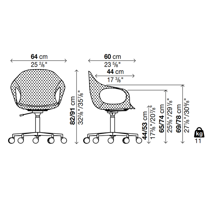 ELEPHANT 椅子 5 輻底座附腳輪 - 織布軟墊座椅