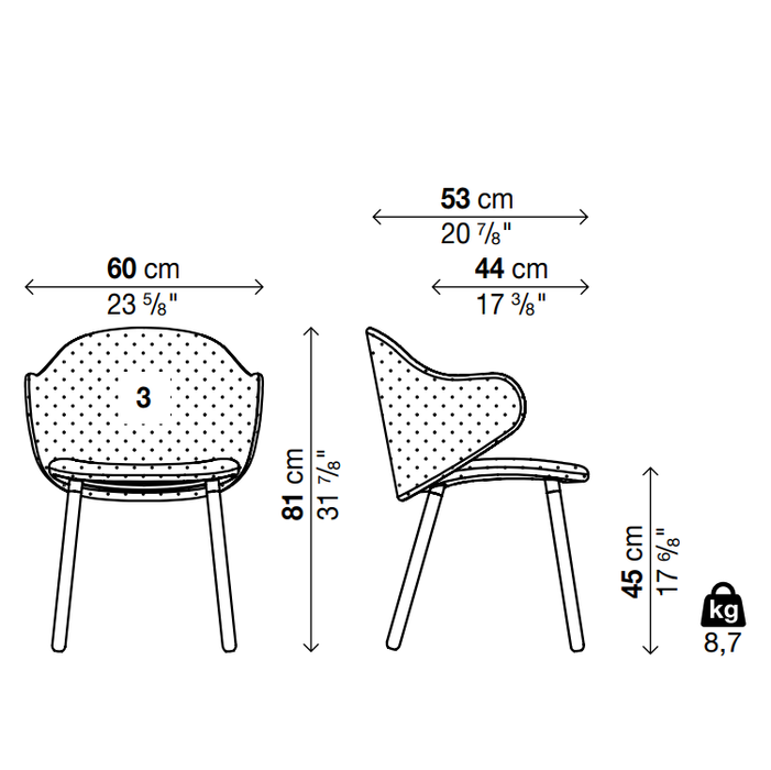 DUA Wooden Base Chair - Backrest 3 (With Armrests) - MyConcept Hong Kong