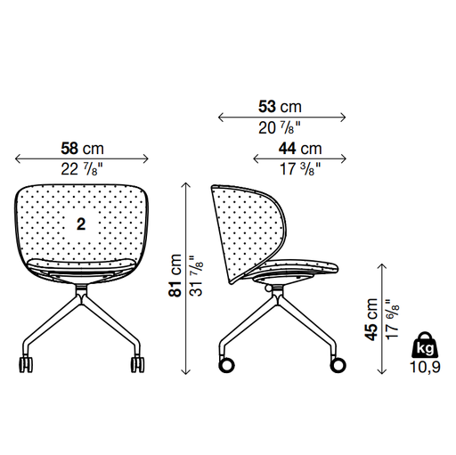 DUA Trestle with Castors Chair - Backrest 2 - MyConcept Hong Kong