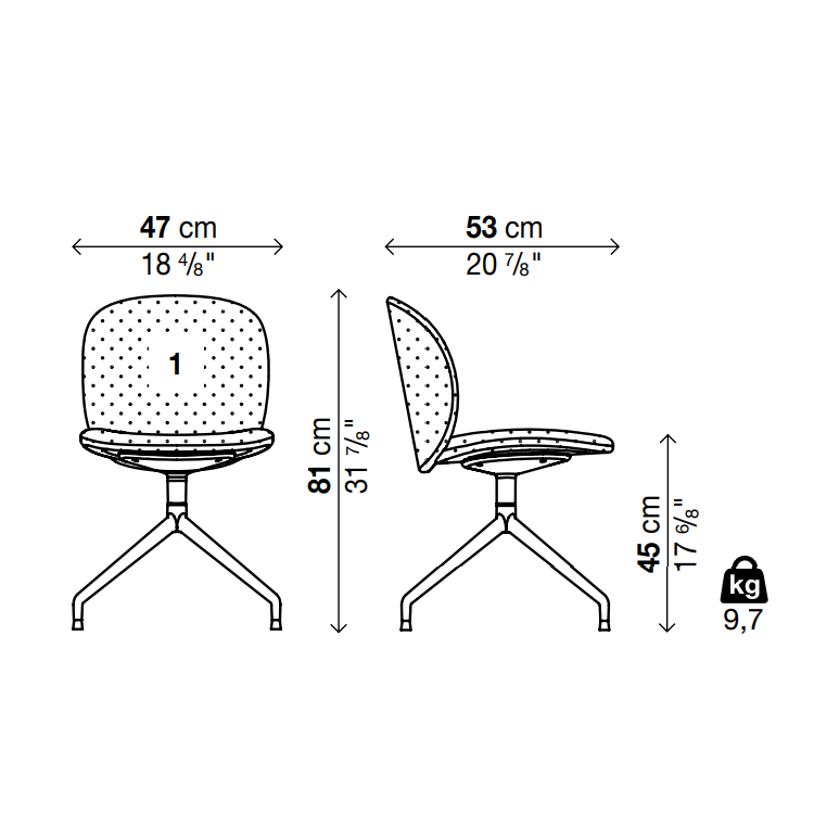 DUA Swivel trestle Chair - Backrest 2 - MyConcept Hong Kong