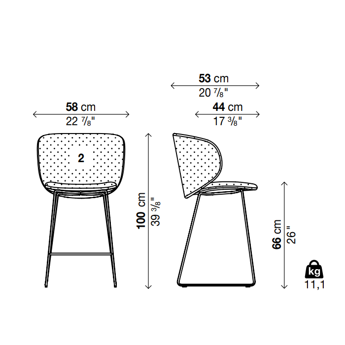 DUA Counter Stool on Sled Base - Backrest 2 - MyConcept Hong Kong