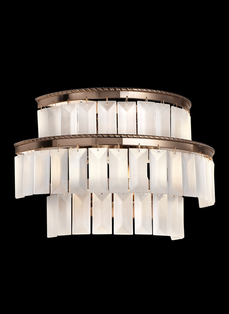 Charles Wall Light Italamp, Gold Nickel, Etched Glass, E14 x2, Led 6w max, size: w30xd15xh21cm. Italamp/Charles/Wall/724AP01