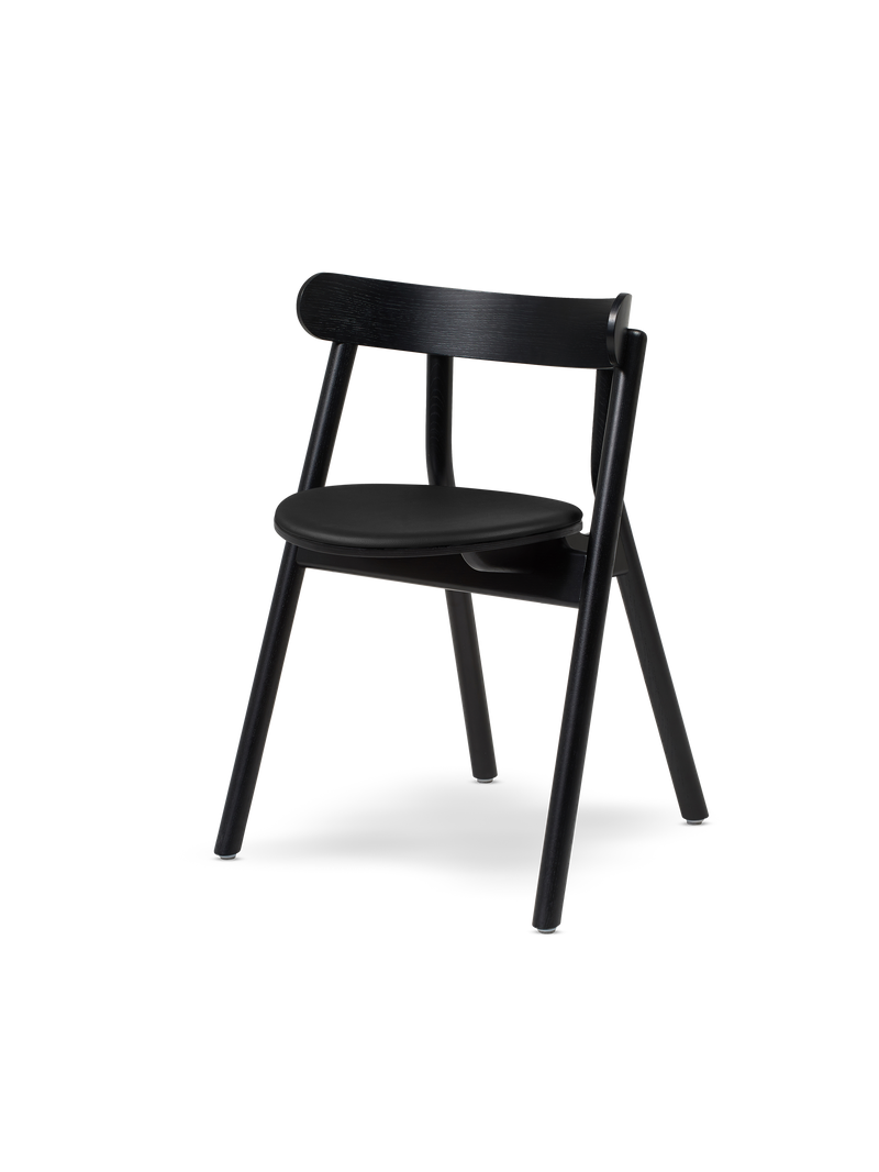 Oaki dining chair - Black painted oak / Seat padding