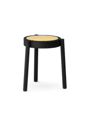 Pal stool - Black painted oak / Cane mesh