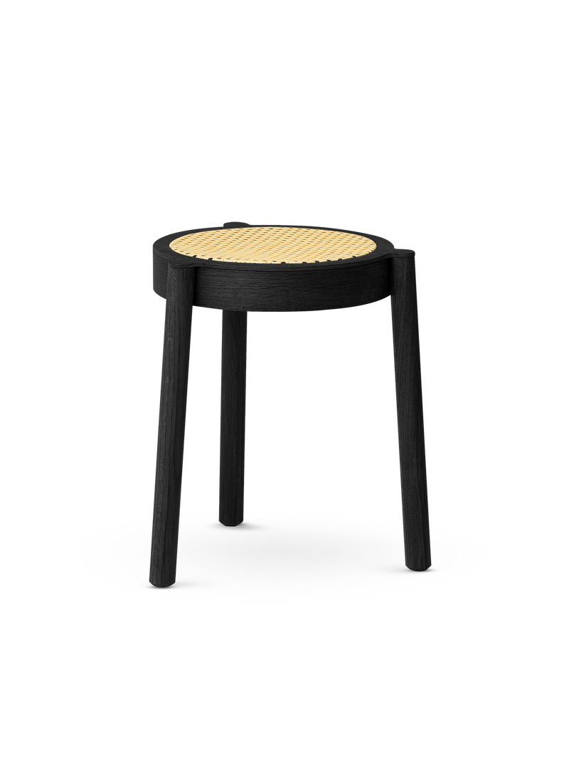 Pal stool - Black painted oak / Cane mesh