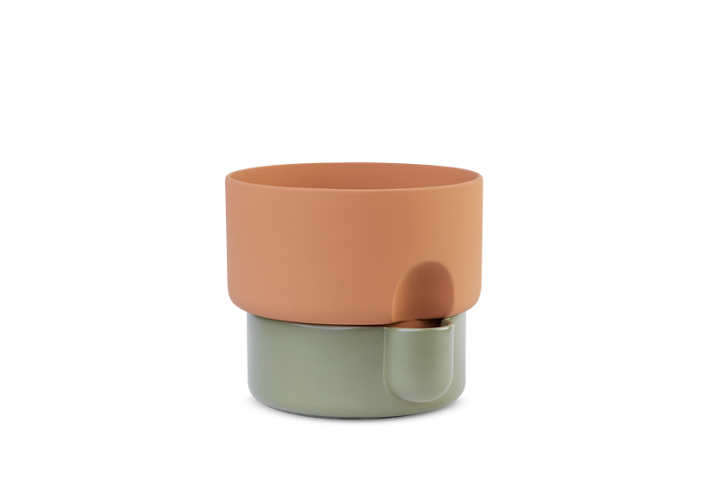 Oasis flowerpot large - Green/terracotta