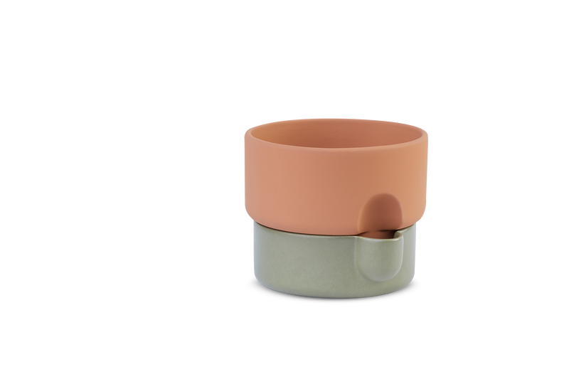 Oasis flowerpot small - Green/terracotta