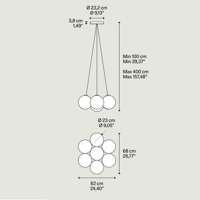 Random Cloud 7 Lights Ø23 Suspension Lamp