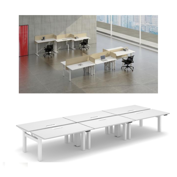 Sao - T3AS-SDT43 - Height Adjustable 6-Seater Workstation - MyConcept Hong Kong