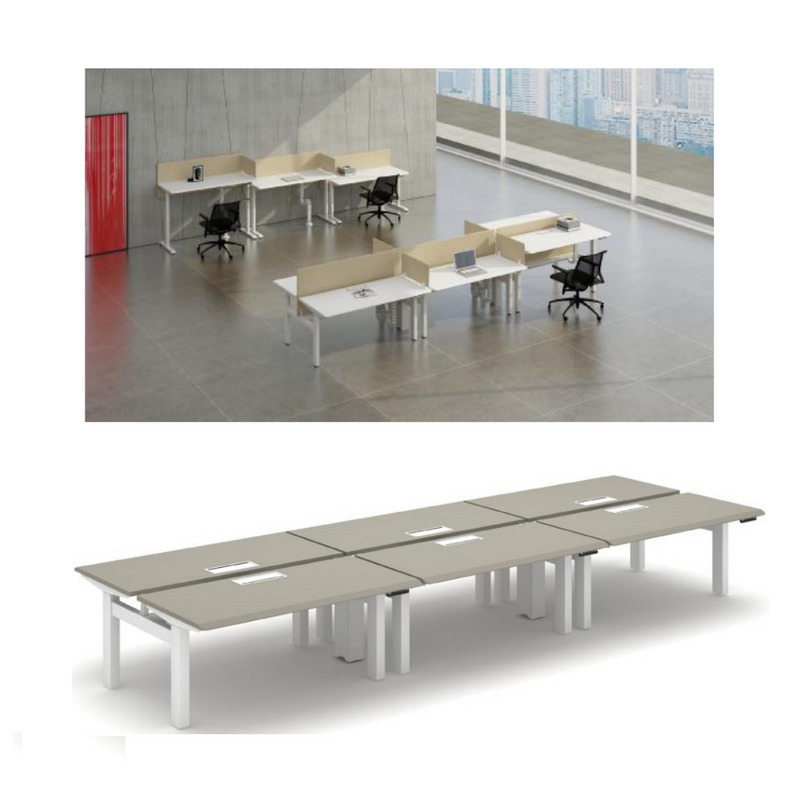 Sao - TPFS-SDT43 - Height Adjustable 6-Seater Workstation - MyConcept Hong Kong