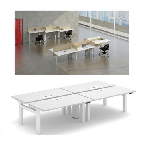 Sao - T3AS-SDT42 - Height Adjustable 4-Seater Workstation - MyConcept Hong Kong