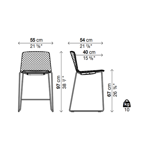 RAMA (HIGH BACK) Counter Stool on Sled Base - Fully Upholstered - MyConcept Hong Kong