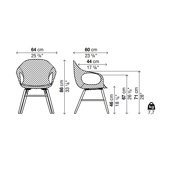 ELEPHANT Wooden Base Chair - Fabric Upholstered Seat