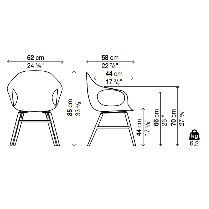 ELEPHANT Wooden Base Chair - Polyurethane Seat