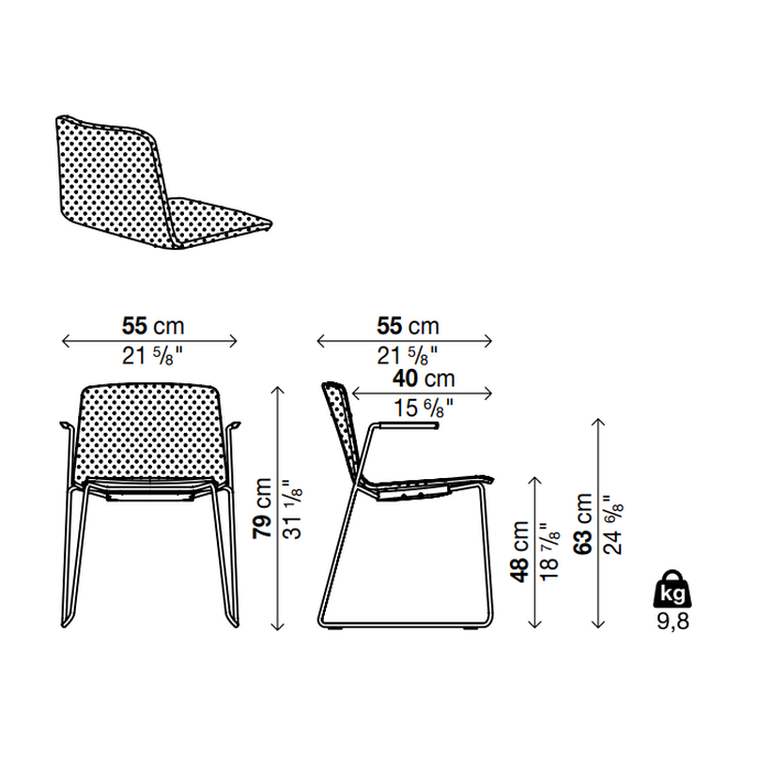 RAMA Chair Sled Base with Armrests - Fully Upholstered - MyConcept Hong Kong