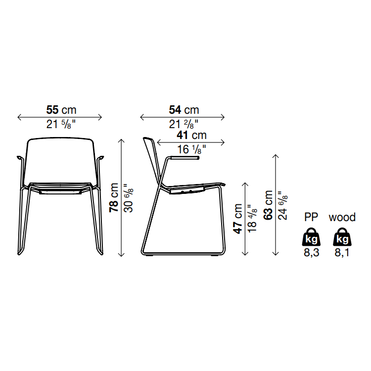 RAMA Chair Sled Base with Armrests - MyConcept Hong Kong