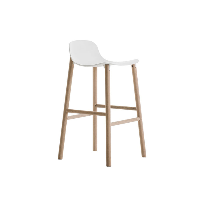 SHARKY Counter Stool (LOW BACK) - Wooden Base