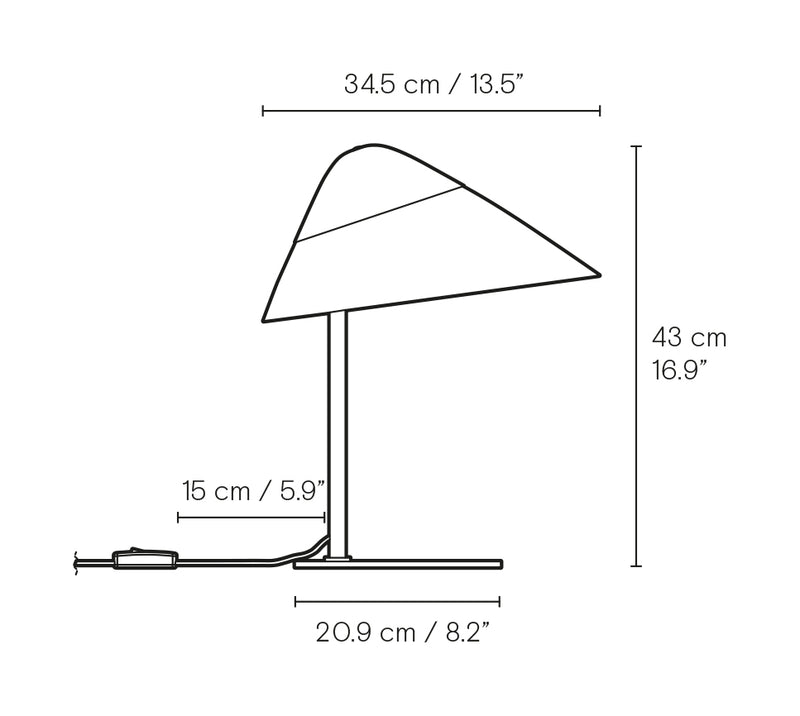 HJW01 Opala Table Lamp Mini dimensions