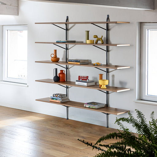 Magis Officina Shelving Unit by Bouroullec — walnut shelves, black wrought-iron brackets