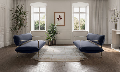 Magis Riace Sofa by Ronan Bouroullec — polished bronze frame, navy upholstery
