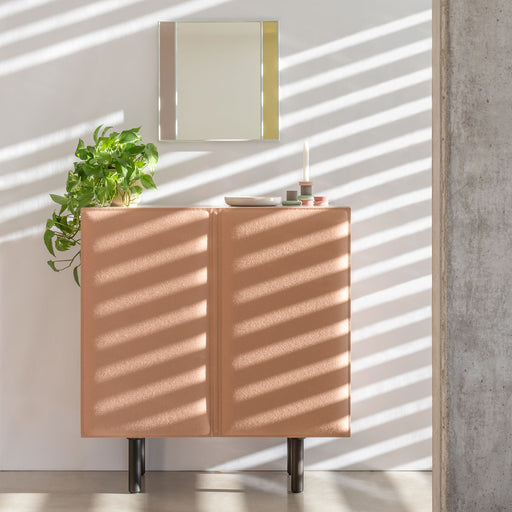 Magis Tacito Sideboard by Alessandro Stabile — blush felt ribbed doors, black legs