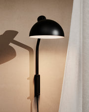 MO300 Wall Lamp black illuminated in interior