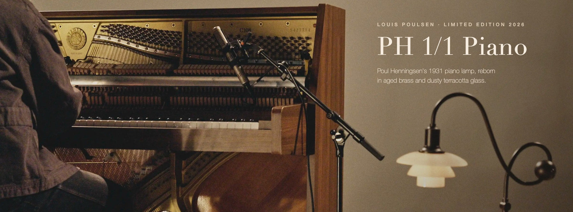 Louis Poulsen PH 1/1 Piano table lamp, Limited Edition 2026, beside a piano