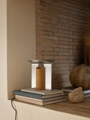 RF200 Petal Lamp oak oil brushed aluminium in setting