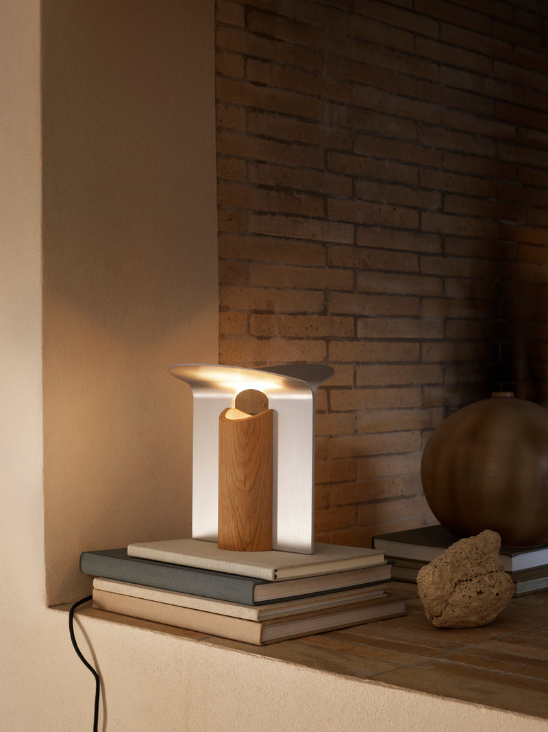 RF200 Petal Lamp oak oil illuminated in interior