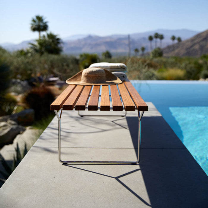 Bertoia Bench with Teak Slats