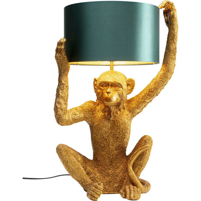 Table Lamp Animal Holding Monkey Gold 57cm - MyConcept Hong Kong