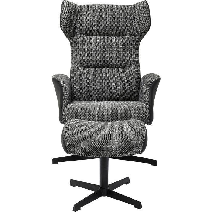 Swivel Armchair with Stool Ohio Salt and Pepper - MyConcept Hong Kong