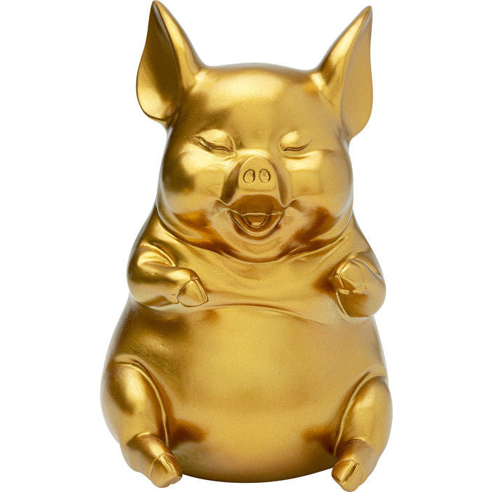 Money Box Pig Sitting Gold