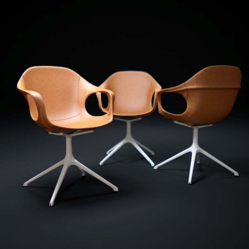 ELEPHANT Swivel Trestle Chair - Hide Upholstered Seat - MyConcept Hong Kong